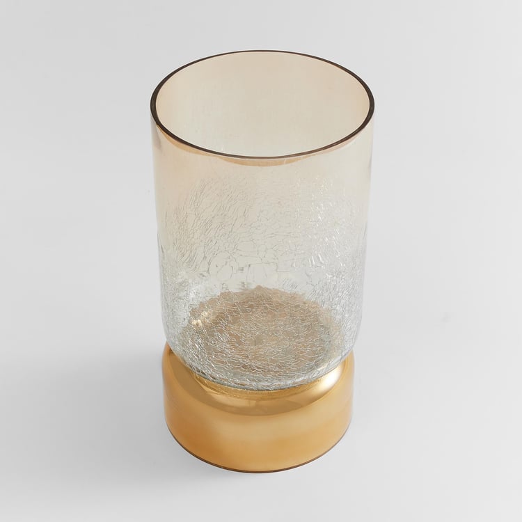 Austin Glass Crackled Hurricane Candle Holder