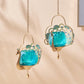 Mayur Set of 2 Glass & Metal Peacock Hanging T-Light Holders