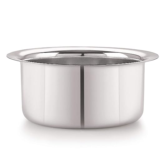 Neelam Stainless Steel 10 22G Flat Bottom Tope, 1100 ml, Silver