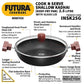 Hawkins Futura 2.5 Litre Shallow Kadhai, Nonstick Kadai with Glass Lid, Flat Bottom Induction Kadhai, Deep Fry Pan, Black