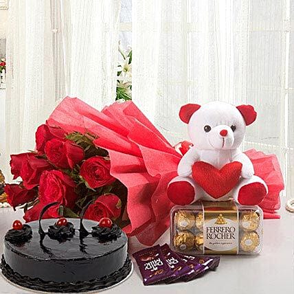 Teddy Flower Chocolate with Red roses